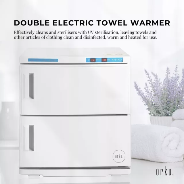 32L White UV Electric Towel Warmer Steriliser Cabinet Beauty Spa Heat Sanitiser 2