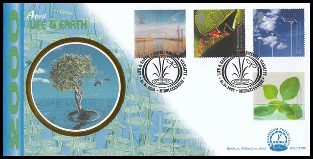2000 GB Life & Earth Benham BLCS178b FDC Middlesborough SHS