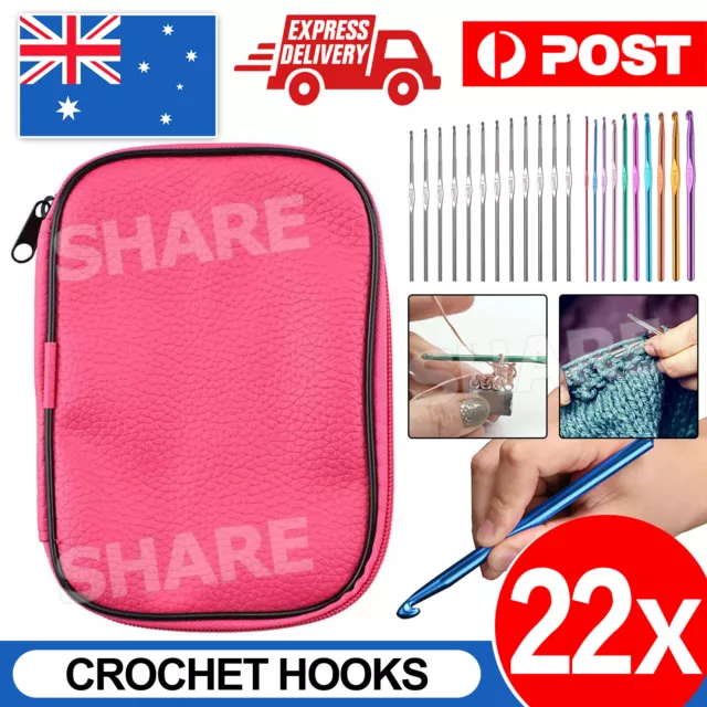 AU DIY Aluminum Crochet Hooks Sweater Knit Weave Craft Sewing Needles Set Kit