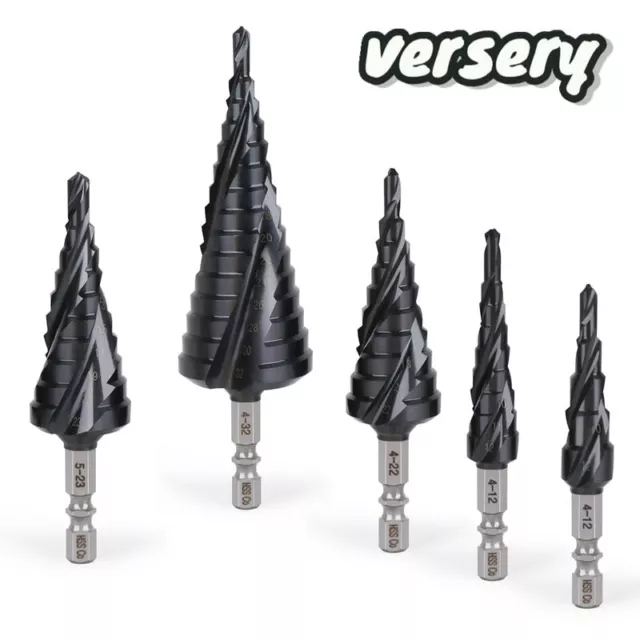 Drill Bit Set Titanium Nitride Coated Steel Step Quick Change 1/4 Shank HSS