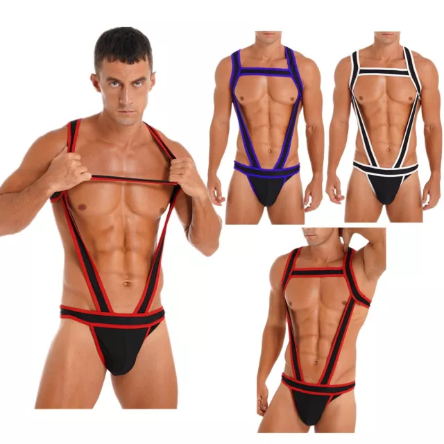 Herren Jockstrap Unterwäsche Wrestling Singlet Body Straps Jumpsuit Leotard Sexy