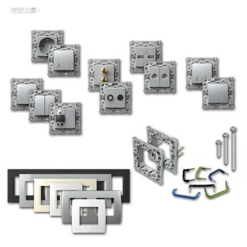 Programme de Prise Courant Module + Commutateur Argent Flush Interrupteur