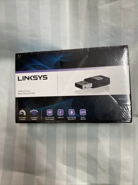 Linksys AE6000 Wireless Mini AC580 Dual-Band, USB 2.0 Network Adapter new in box