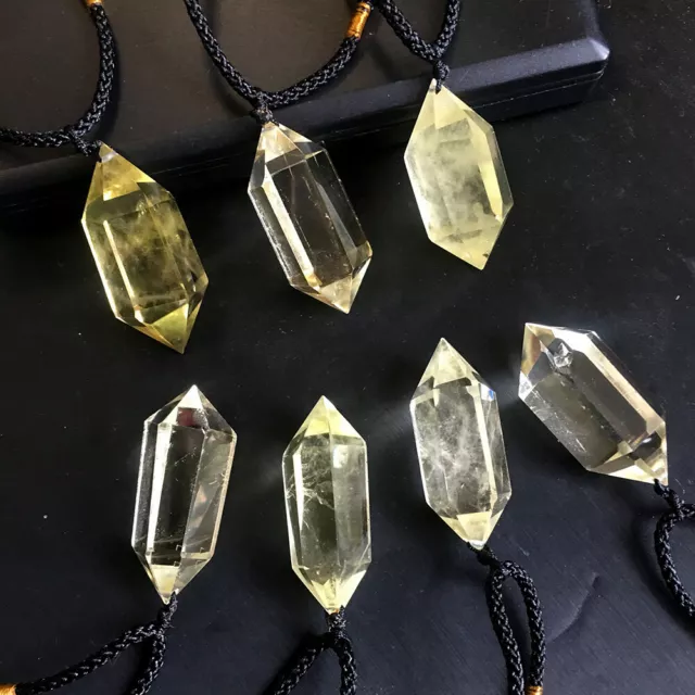 Natural Clear Citrine Quartz Crystal Pendant Necklace Chakra Gemstone Healing