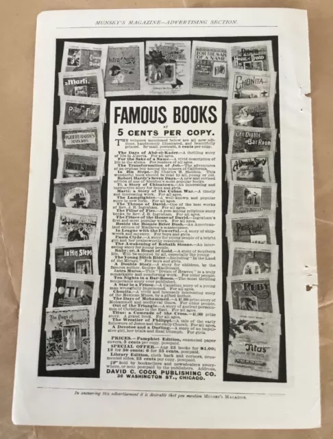 Cook Publishing book set print ad 1900 original vintage illus art home decor