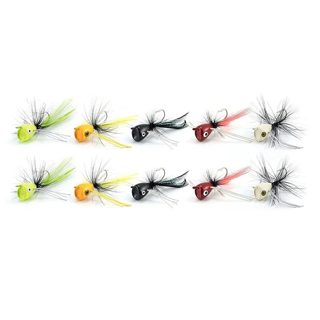 10PCS Fly Fishing Poppers,Topwater Bass Crappie Bluegill Panf M7M9