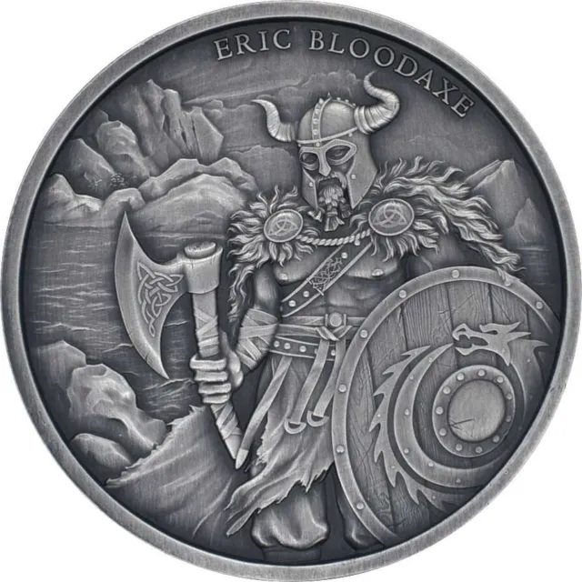 1 oz Silver Eric Bloodaxe Legendary Viking Warriors Series Antique Finish