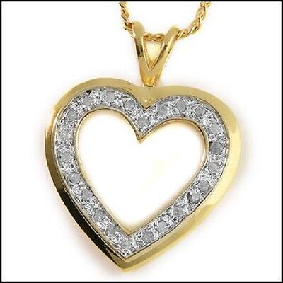Real Diamond Heart Necklace, 33 Real Diamonds, Gold/Real Sterling Silver, 18" 2