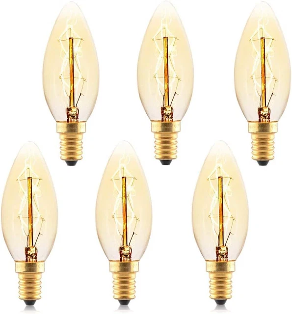 FanciBuy Vintage E14 Bulb, Candle Bulbs Small Screw 25W, 6 6pack 25w