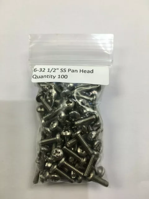 6-32 Pan Head Machine Screws Phillips Stainless Steel All Sizes / Quantities
