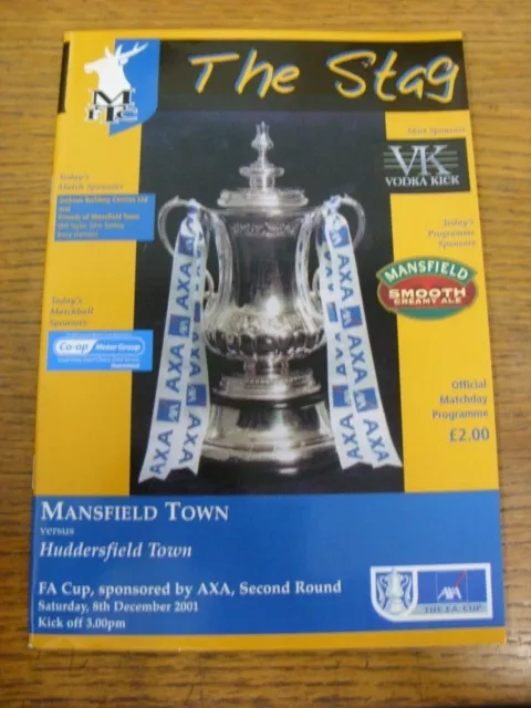 08/12/2001 Mansfield Town v Huddersfield Town [FA Cup] . FREE POSTAGE on all UK