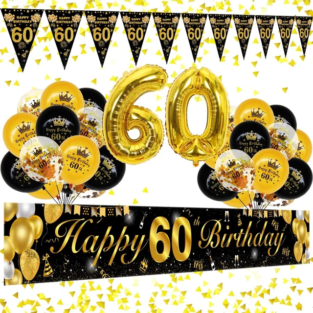 Decorazioni Compleanno 60 Anni Oro Nero,Palloncini 60 anni Compleanno Uomo D
