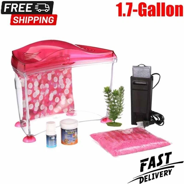 1.77 Gal Small Fish Aquarium Goldfish Kit Compact Fish Tank Office Home Decor US