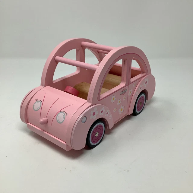 Le Toy Van Sophie’s Wooden Wood Car Pink Daisies - English Left Hand Drive