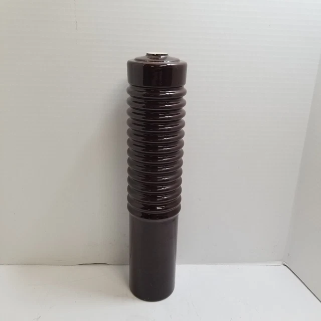 Vtg 16 inch long Brown Porcelain High Voltage Power Line Insulator-Unbranded