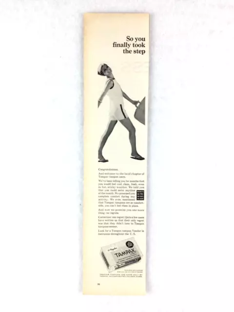 TAMPAX Tampons 1966 Vintage PRINT AD Menstrual Feminine Sanitary Period Supplies