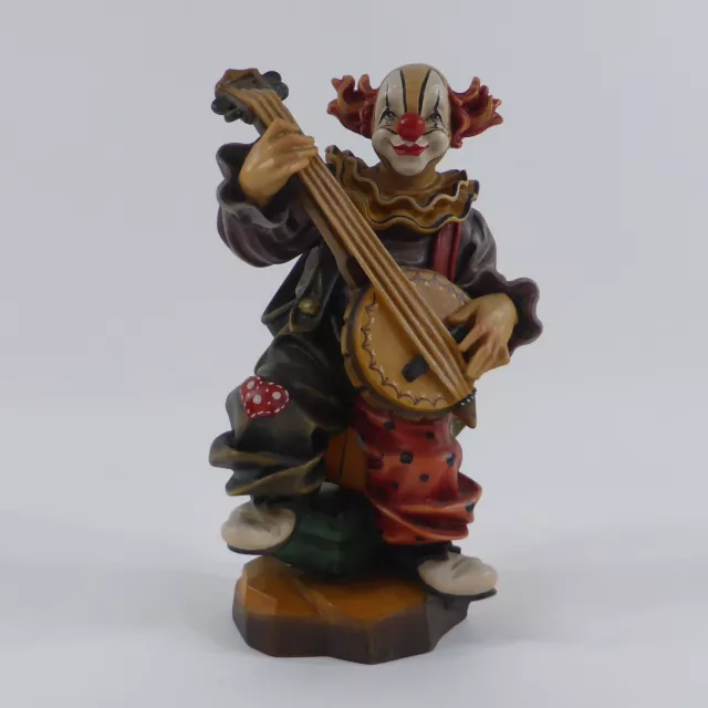 Holzfigur Clown Banjospieler Holzschnitzerei Oberammergau bemalt 23 cm (47)