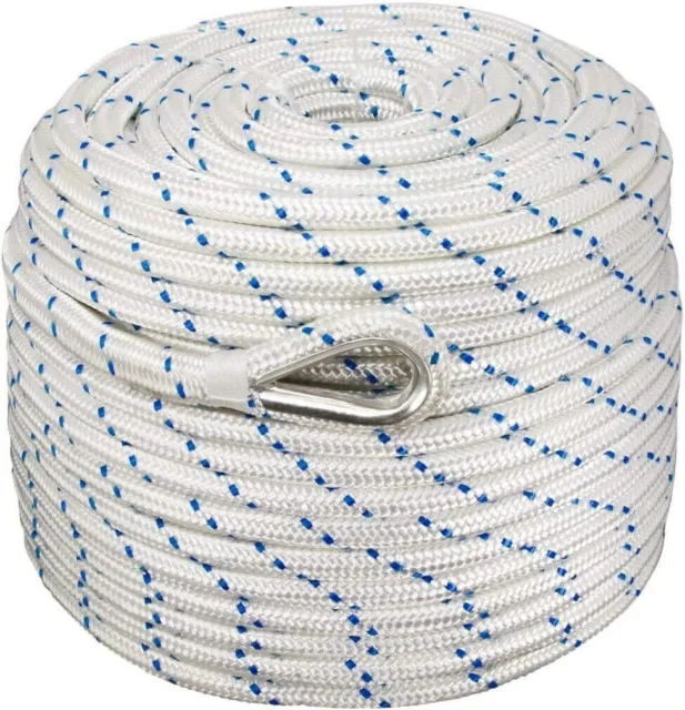 10mm x 100m Polyester Rope Double Braid Anchor Marine Sailing Mooring Yacht Boat