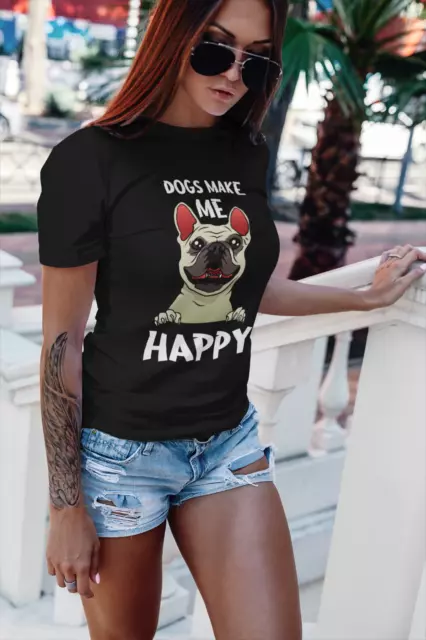 DOGS MAKE ME HAPPY SHIRT Unisex Cotton Graphic T-Shirt