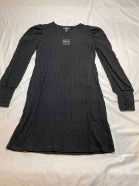 Charlotte Russe Womens Long Sleeves Comfort Charcoal Black Blouse Top Size M