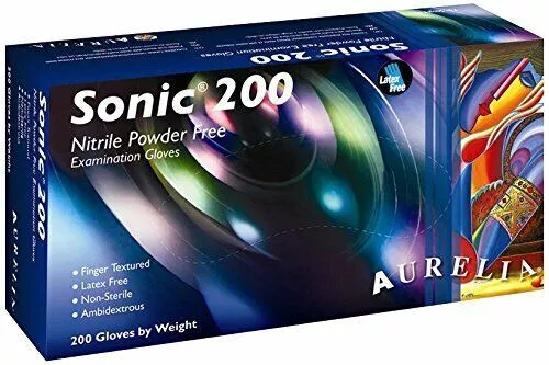 Aurelia Sonic 200 Nitrile Powder Free Disposable | Small 10 Box Case 2000 Gloves