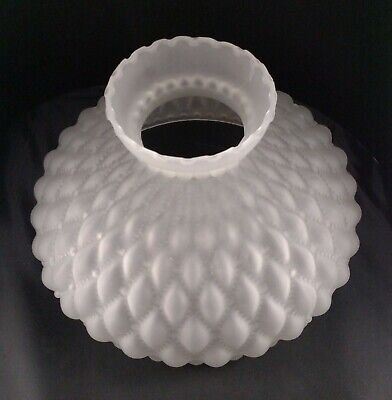 10" Satin Frosted Glass Diamond Quilted Hurricane Crimped Student Lamp Shade