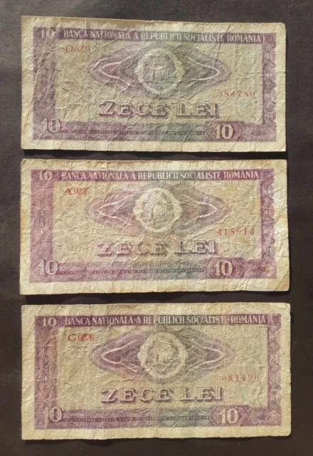 ROMANIA 3 notes 10 lei 1966 P 94 used condition check pictures