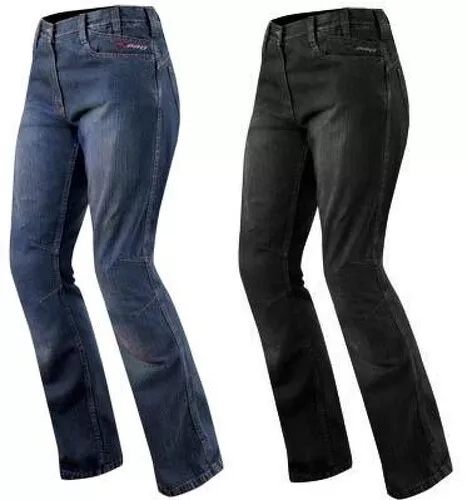 Jeans Donna Protezioni CE Ginocchio Pantaloni Lady Moto Scooter Custom Touring