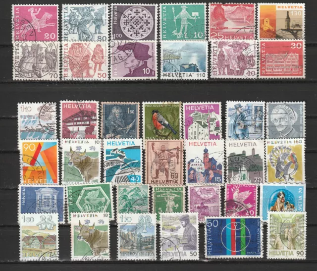 Lot de 35 timbres  Suisse années diverses avant 2000 oblitérés différents