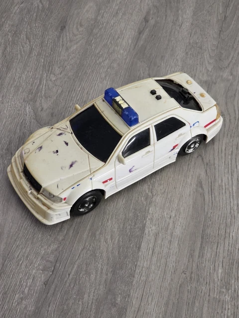 Jouets Anciens Joustra : Grue Et Voiture De Police En Tôle - Filoguidé - Vintage