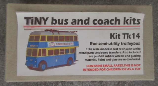 Unbuilt Tiny TK14. Roe Semi-Utility Trolleybus resin bus model Kit.