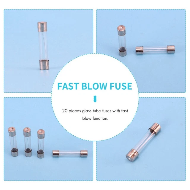 20 pieces Fusible de tube en verre a  rapide de 8A 8 amperes 250V 6 mm x 30 mmZ2 3
