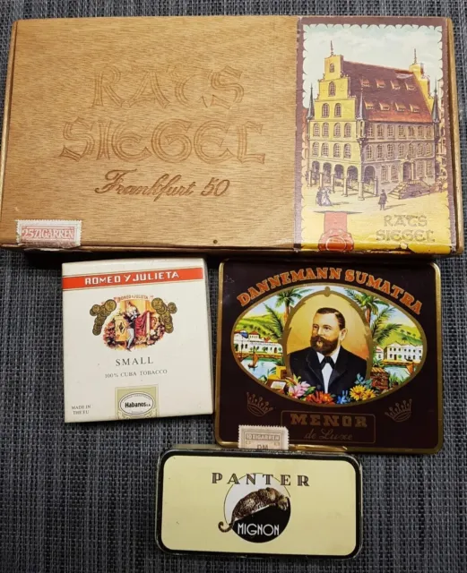Konvolut Alte Zigarren Box Kiste Schachtel Blechdose Holz Cigarillos Vintage