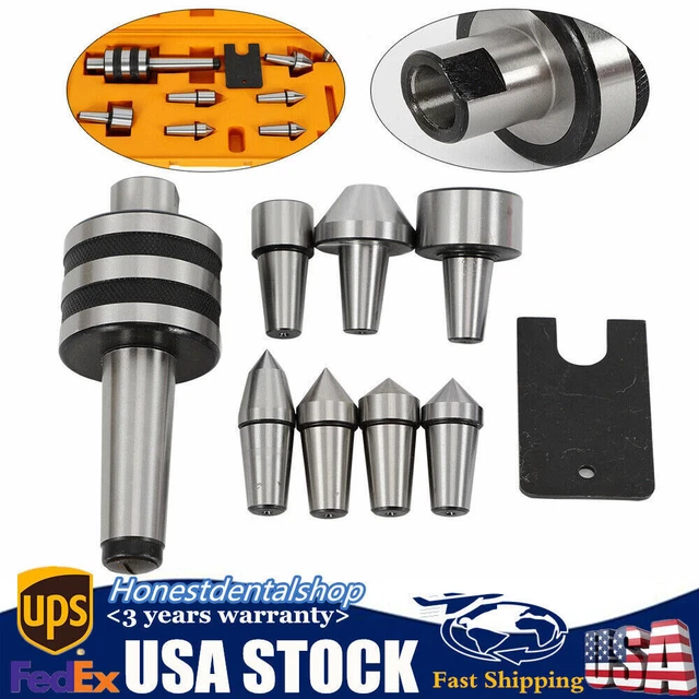 7PCS MT3 Center Set Morse Taper Live Center Precision Needle Triple Bearing USA