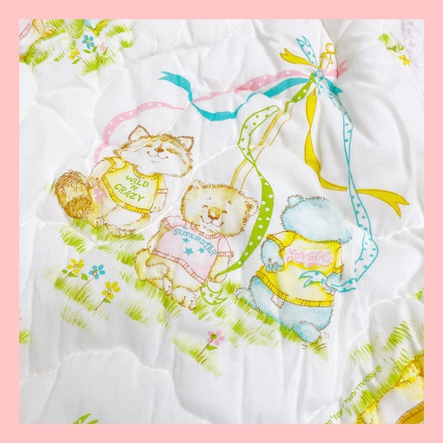 ❤️Vintage Hallmark Shirt Tales Baby Crib Comforter Zipper Blanket Handmade❤️