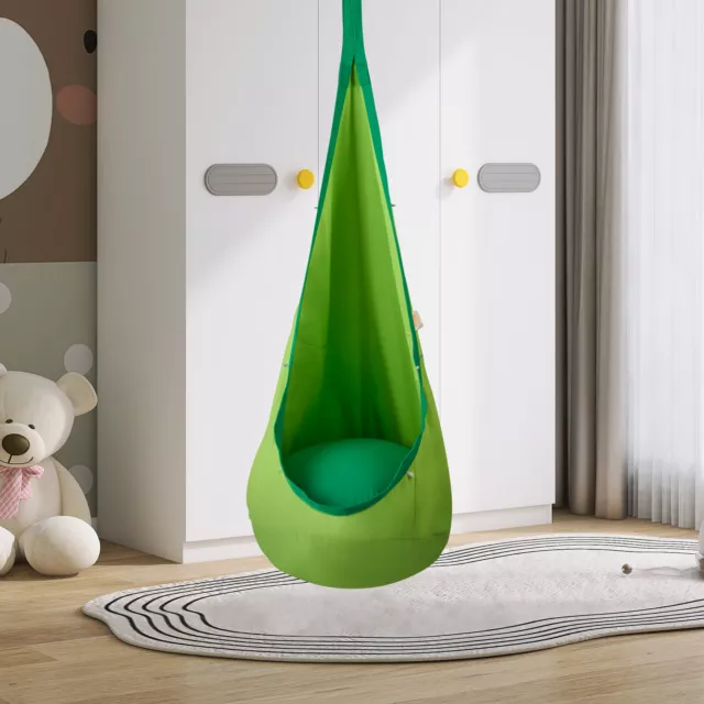 VEVOR Nido para Niños Hamaca Columpio Asiento Colgante Luces LED 54 kg, Verde