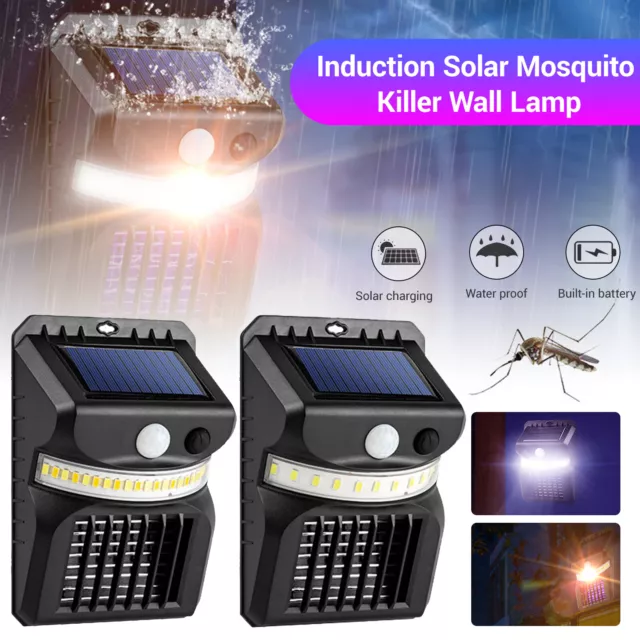 Solar Powered Mosquito Killer Wall Lamp Bug Zapper Fly Insect Repeller Outdoor