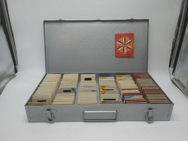Vintage Brumberger 35mm Slide Storage Box Metal Case  W/ Vtg Slides('62-71) #mm1