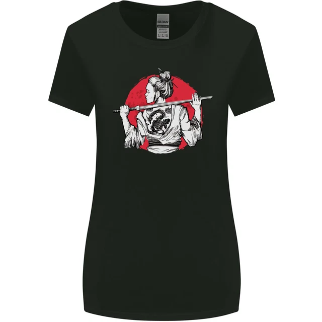 T-shirt donna tatuaggio samurai MMA Kenjutsu Kendo Iaido taglio più largo