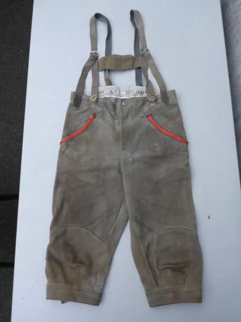 Antica Getragene Pantaloni IN Pelle Trachten Baviera per Bambini Taglia 134