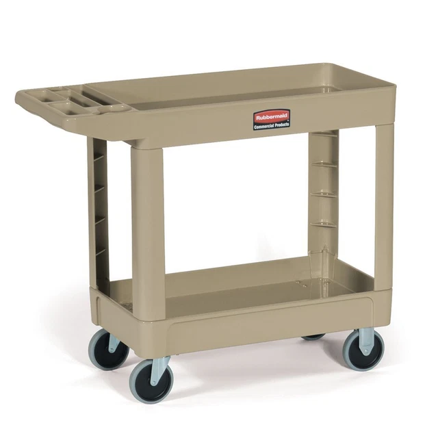 Rubbermaid FG450088 Beige 2-Shelf 39 x 18" Utility Cart
