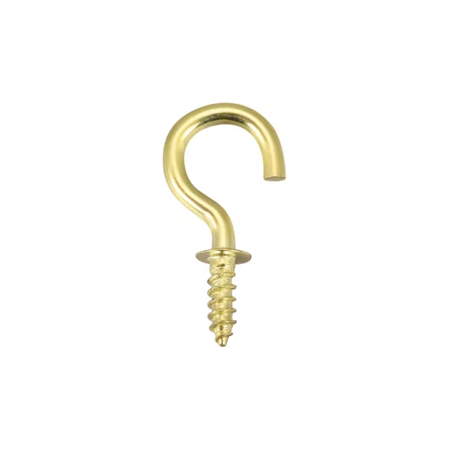 0.8" Screw Eye Hooks Self Tapping Screw-in Hanger with Plate Golden 50pcs