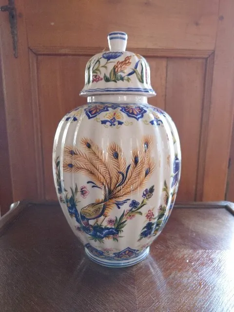 vase italie Belle garniture en céramique polychrome décoration « Jardin Pavone »