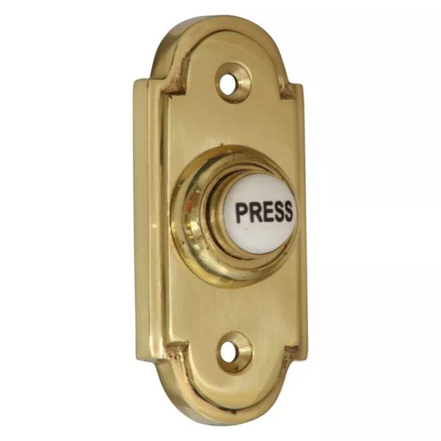 Solid Polished Brass Shaped Victorian style Door Bell Push Switch (PB1417)