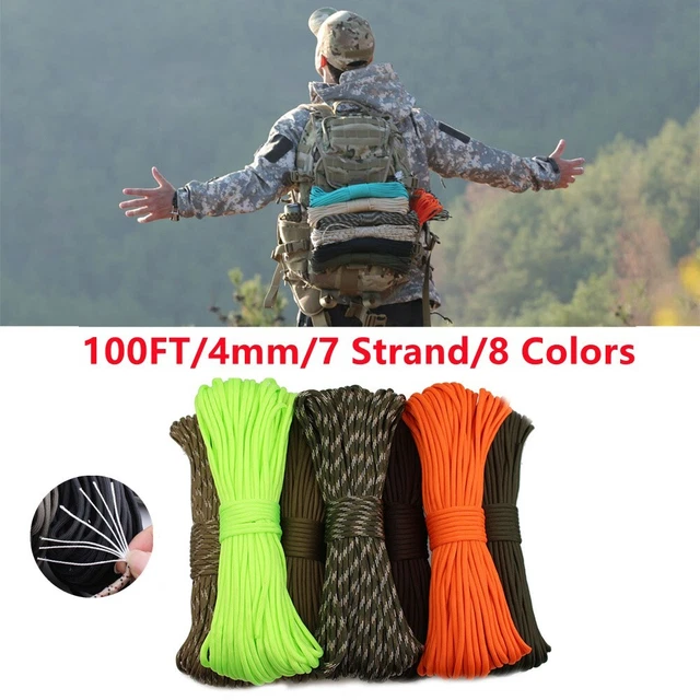 Cordon Paracord 4 Mm - Pour Survie, Bushcraft, Camping, Bricolage - Solide Et Léger