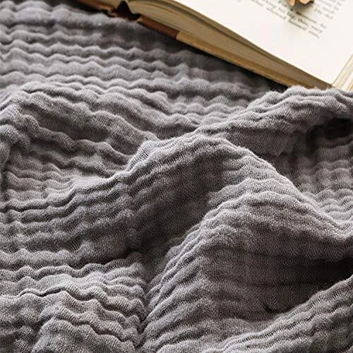 Cotton Blanket Soft Muslin Throw Blanket for Couch Bed Breathable 4-Layer Grey