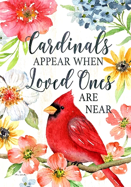 Cardinal Appear When Angels Are Near Red Bird Garden Flower Large Yard Flag New