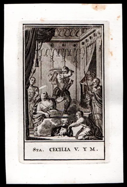 Antico inserzione 1800 de Sta Cecilia V. y M. santino estampa holy card