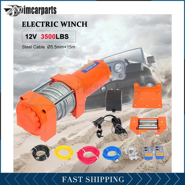 1X Electric Winch Steel Cable 3500lbs 12V Tow Towing Truck Trailer w/ Remote