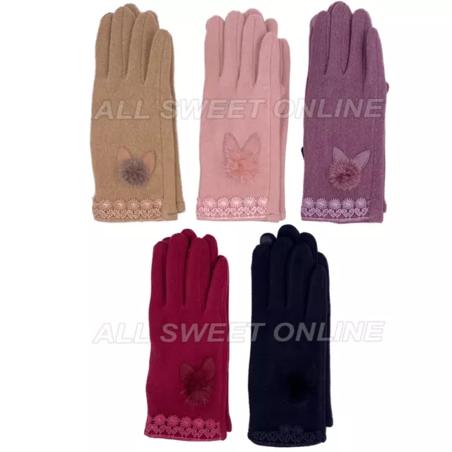 Women Winter Touch Screen Gloves Warm Plush Lining Faux Suede Fashion Gloves AU